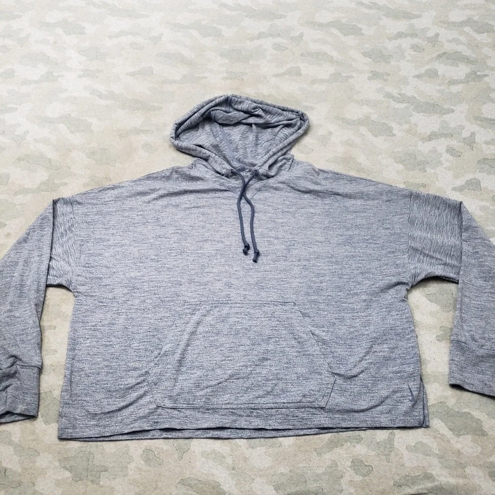 Nike Sweatshirt Womens XL Blue Pullover Yoga Hoodie Dri-Fit Crop Gym Sport